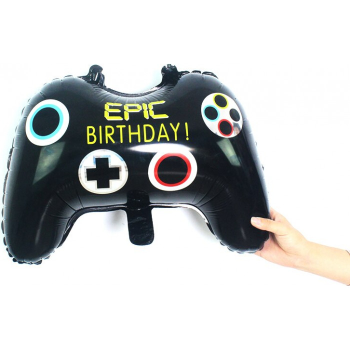 Фигурный шар Геймпад с надписью: Эпический День рождения (Epic Birthday)