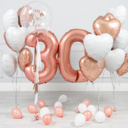 Композиция девушке на 30 лет с сердцами и баблс (bubbles)