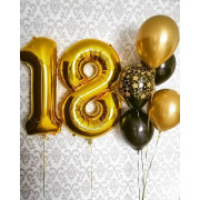 Композиция парню в 18 лет с цифрами и золотыми шарами