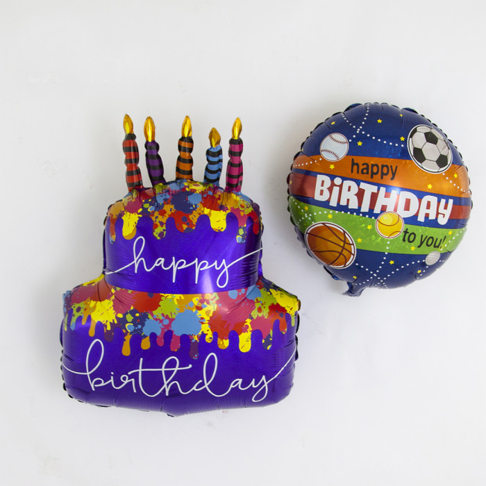 Шар-круг Спортивные мячи, С Днем рождения тебя (Happy birthday to you)
