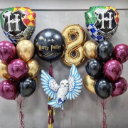 Композиция на 8 лет Гарри Поттер из шаров бургунди с совой