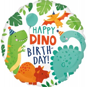 Шар-круг с динозавриками, С Днем рождения (Happy birthday)