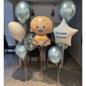 Композиция с малышом на крестины для мальчика 