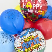Шар-круг Игра пиксели, С Днем рождения (Happy birthday), красный - дополнительное фото #1