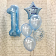 Композиция с цифрой в голубых тонах для мальчика на 1 месяц