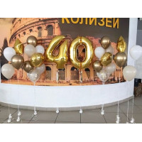 Набор с золотыми шариками хром на 40 лет