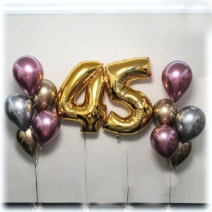 Композиция с шариками хром на 45 лет