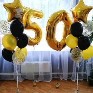 Сет лучшему мужу и папе на 55 лет с двумя фонтанами с золотыми звездами