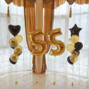 Сет из двух фонтанов с черными сердцем и звездой на 55 лет