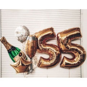 Набор с бутылкой шампаснкого и бокалом на 55 лет для женщины