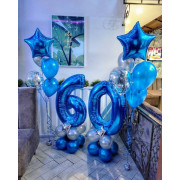 Сет из двух фонтанов со звездами в синем цвете на юбилей в 60 лет мужчине