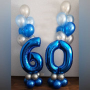 Два голубых фонтана с цифрами на юбилей в 60 лет мужчине