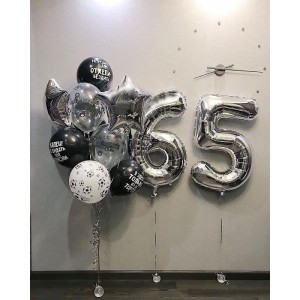 Букет в серебре настоящему мужчине на 65 лет с прикольными надписями