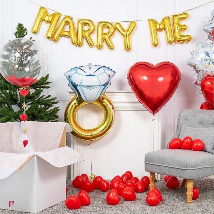 Набор с шарами-буквами и кольцом на помолвку, Выходи за меня (Marry me)