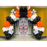Разнокалиберная арка с шарами хром на праздник Хэллоуин (Halloween)