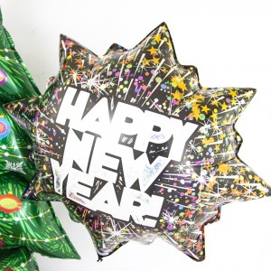 Фигурный шар Салют новогодний, голография, Счастливого Нового Года (Happy new year) - дополнительное фото #1