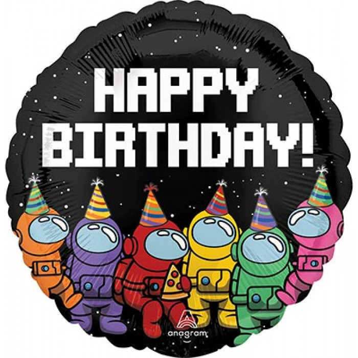 Шар-круг Амонг асики на Дне рождении, с Днем Рождения (Happy Birthaday)