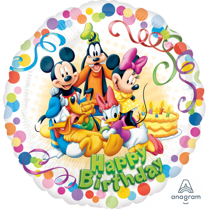 Шар-круг Микки Маус и друзья дисней, С Днем рождения (Happy birthday)