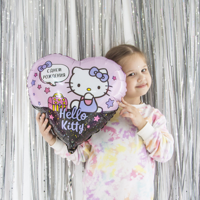 Шар-сердце Хеллоу Китти (Hello Kitty), с днем рождения