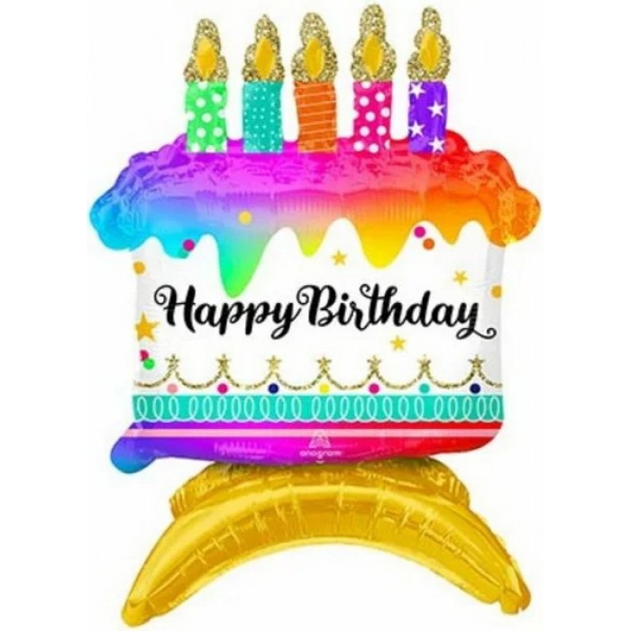 Ходячий шар Красочный торт со свечками, с Днем рождения (Happy birthday)