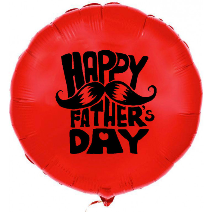 Шар-круг с усами, День отца (Happy Fathers Day), красный