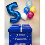 Композиция с коробкой-сюрприз и шарами Хаги-Ваги на 5 лет