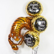 Шар-круг Новогодний С Новым Годом (Happy New year), черно-золотой - дополнительное фото #2