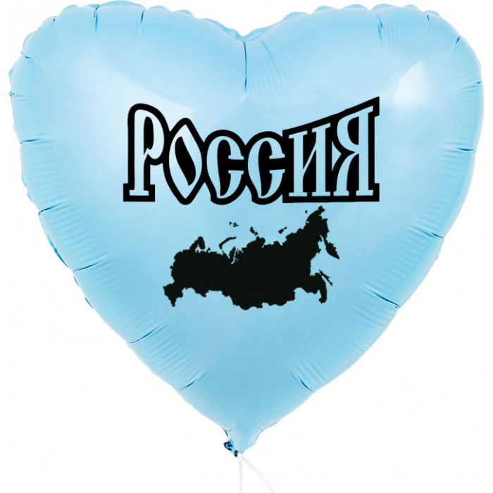 Шар-сердце Карта России, голубой