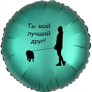 Шар-круг Собака - лучший друг человека, зеленый сатин