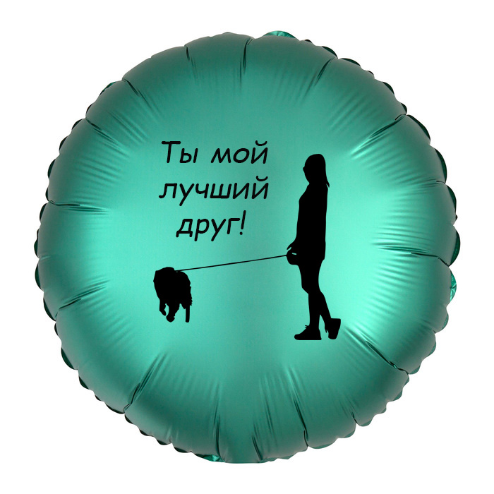 Шар-круг Собака - лучший друг человека, зеленый сатин