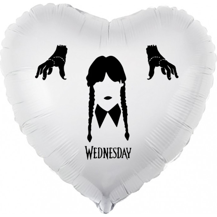 Шар-сердце Уэнсдей (Wednesday), белое