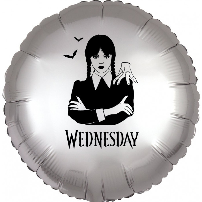 Шар-круг Уэнсдей (Wednesday), серебро сатин