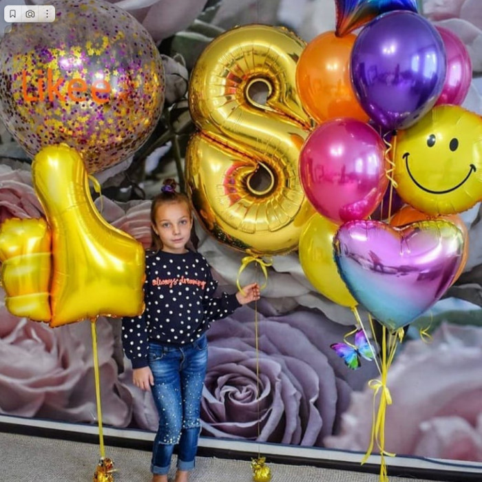 Сет из шаров металлик Ставь лайк с пальцем вверх и большим шаров конфетти