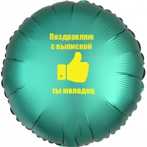 Шар-круг Поздравляю с выпиской из больницы, зеленый