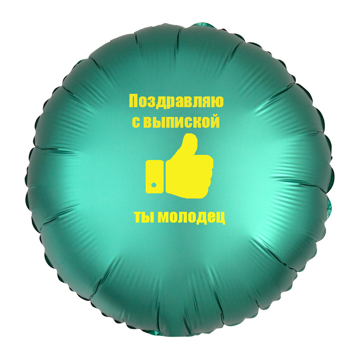 Шар-круг Поздравляю с выпиской из больницы, зеленый