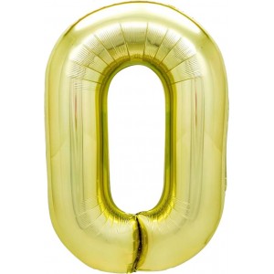 Шар цифра 0, 102 см (Белое золото)