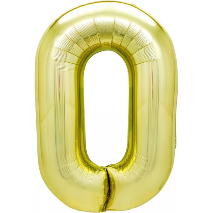 Шар цифра 0, 102 см (Белое золото)