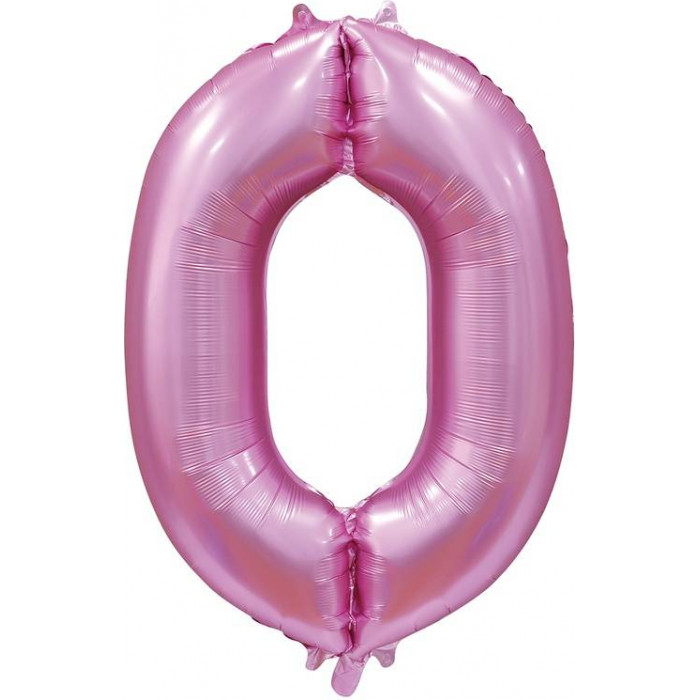 Шар цифра 0, 102 см Сатин Розовая (Pink)