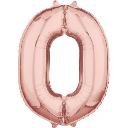 Шар цифра 0, 66 см (Розовое золото)