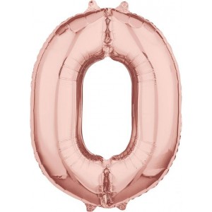 Шар цифра 0, 66 см (Розовое золото)