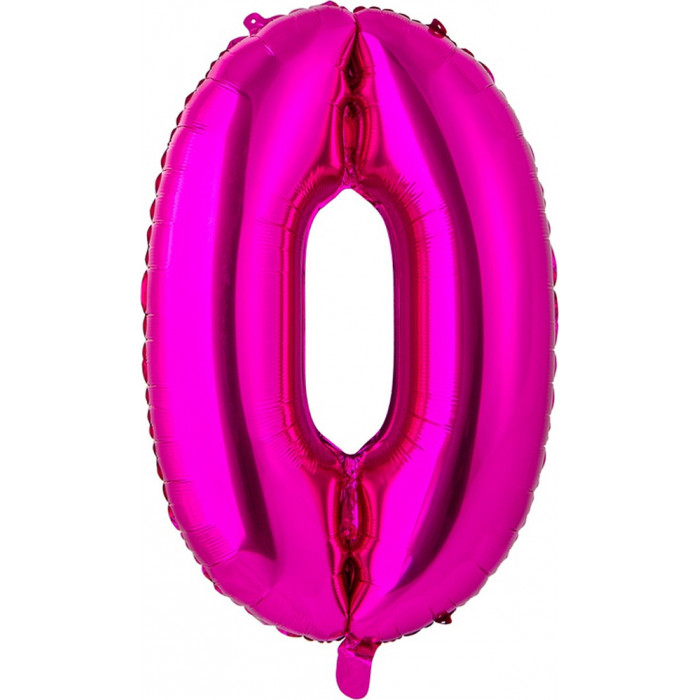 Шар цифра 0, 66 см (Фуксия)