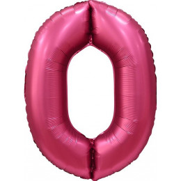 Шар цифра 0, 86 см (Бордовый сатин)
