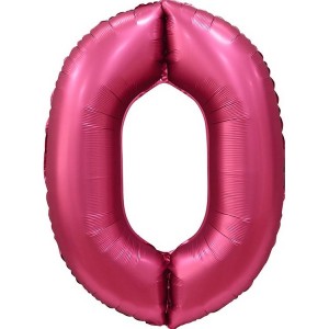 Шар цифра 0, 86 см (Бордовый сатин)