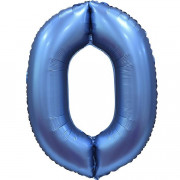 Шар цифра 0, 86 см (Синий сатин)