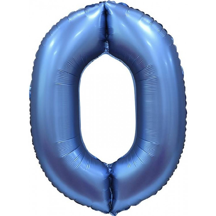 Шар цифра 0, 86 см (Синий сатин)