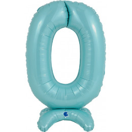 Шар-цифра 0 Пастель голубая (Blue) на подставке
