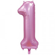 Шар цифра 1, 102 см  Сатин Розовая (Pink)