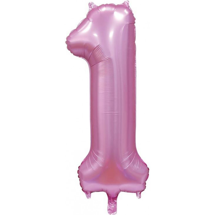 Шар цифра 1, 102 см  Сатин Розовая (Pink)