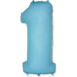 Шар цифра 1, 82 см (Голубой)