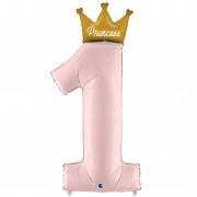 Шар цифра 1 "Принцесса (Princess)", розовая
